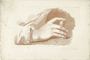 Studie av høyre hånd Livres de princips de dissein (serietittel) av Gilles Demarteau
