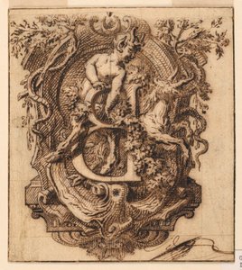 Ornamental design for bokstaven B av Gilles Marie Oppenord