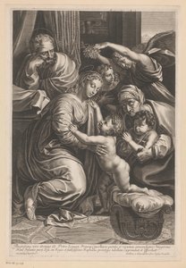 Hellig familie med Elizabeth, døperen Johannes og engler av Gilles Rousselet