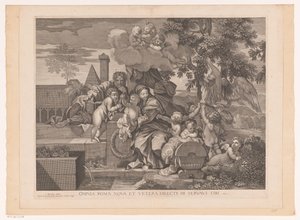 Hellig familie med putti ved epletreet av Gilles Rousselet