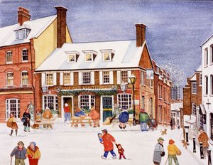 The White Bear, Hampstead, 1990 (akvarell på papir)