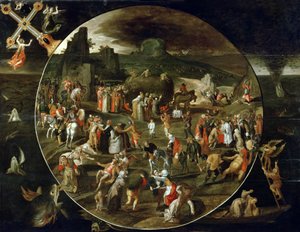 The Haywain, Allegory of the Vanity of the World (olje på panel) av Gillis (workshop of) Mostaert