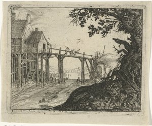 Landskap med vannmølle
