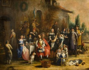 Jaktfest utenfor et vertshus av Gillis van (follower of) Tilborgh