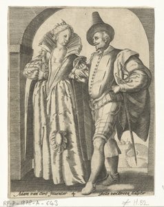 Mann og kvinne kledde seg etter moten fra 1590-1600