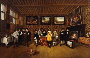Et gruppeportrett av tolv herrer i et interiør, 166-
