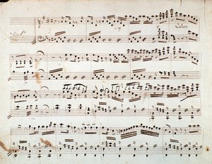 Første side med noteark for den reduserte symfonien for pianoet til Otello, opera av Gioacchino Rossini
