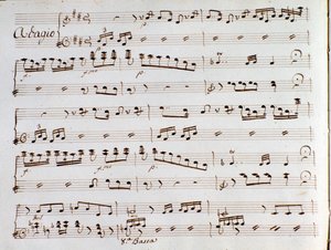 Side med partitur til symfonien til The turk in Italy av Gioacchino Rossini