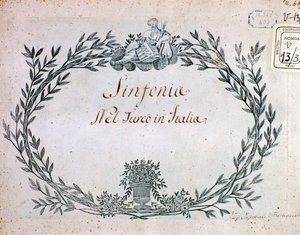 Side med partitur til symfonien til The turk in Italy av Gioacchino Rossini av Gioachino Rossini