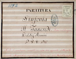 Noter til den reduserte symfonien for pianoet til Tancredi, opera av Gioacchino Rossini