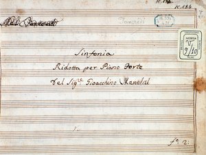 Noter til den reduserte symfonien for pianoet til Tancredi, opera av Gioacchino Rossini