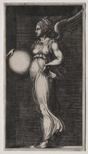 Allegorisk figur som holder en sfære, midten av 1560-tallet. av Giorgio Ghisi