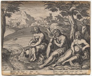 Lignelsen om såmannen og frøet: frøet som faller ved veisiden (etter Gerard Van Groeningen, aktiv Antwerpen 1563-1573) av Giorgio Ghisi