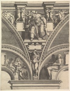 Profeten Esekiel, fra serien med profeter og sibyller i det sixtinske kapell, 1570-75. av Giorgio Ghisi