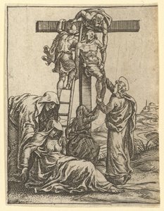 The Virgin of Sorrows: The Descent from the Cross, en av ni omkringliggende avdelinger..., innen 1575. av Giorgio Ghisi