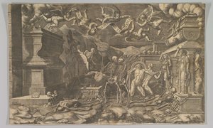 The Vision of Ezekiel, 1554 republisert 1595. av Giorgio Ghisi