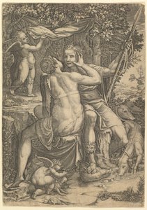 Venus og Adonis, ca. 1570. av Giorgio Ghisi