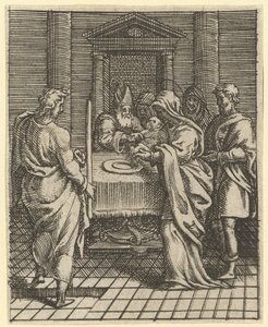 Virgin of Sorrows: The Presentation in the Temple, en av ni omkringliggende avdelinger..., innen 1575. av Giorgio Ghisi