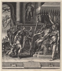 Calumny of Apelles av Giorgio Ghisi after Luca Penni
