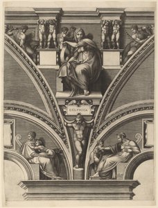 Den delfiske sibylla av Giorgio Ghisi after Michelangelo