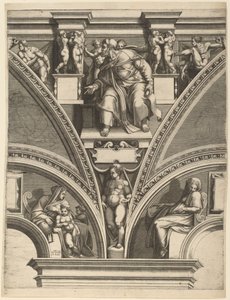 Profeten Esekiel av Giorgio Ghisi after Michelangelo