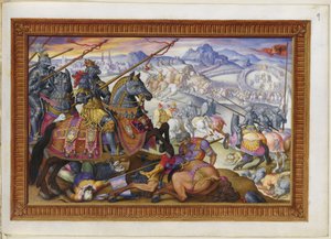 Legg til MS 33733 f.9 Suleiman og hans hær drevet fra beleiringen av Wien av Giorgio Giulio (attr. to) Clovio