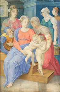 Den hellige familie med St. Elizabeth, St. Johannes døperen og tre adelskvinner, ca. 1557