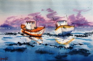 Refleksjoner fra Low Tide Boats av Giorgio Gosti