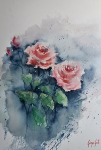 Rosa akvarellroser av Giorgio Gosti