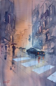 Refleksjoner i en regnfull by av Giorgio Gosti