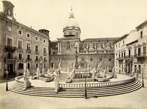 Pretoria-fontenen, Palermo, Italia, fotografi av Giorgio Sommer av Giorgio Sommer