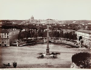 Utsikt over Piazza del Popolo fra Pincio (eller Pinciano Hill), Roma av Giorgio Sommer