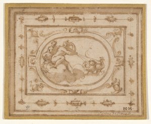 Aurora og Tithonius, studere for en scenedekorasjon for en forestilling av Aretino av Giorgio Vasari