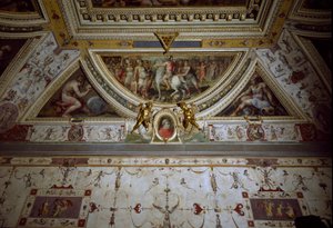 Detalj av rommet til Lorenzo il Magnifico som representerer slaget ved Sarzana (fresco av Giorgio Vasari