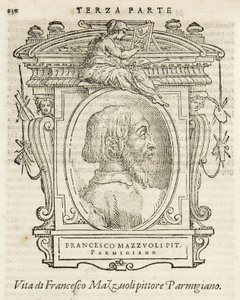 Milan, Biblioteca Braidense, Vite de piv excellent, Giorgio Vasari 1568, Francesco Mazzuoli kalt Il Parmigianino av Giorgio Vasari