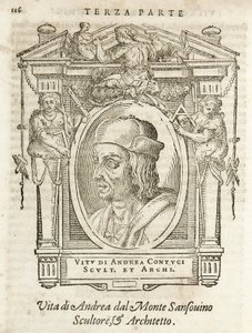 Milan, Braidense Library, Vite de piv excellent, Giorgio Vasari 1568, Andrea Contucci av Giorgio Vasari