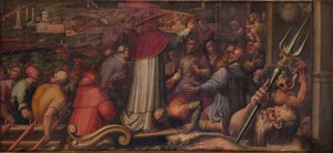 Pave Eugene IV går i land ved Leghorn for å søke tilflukt i Firenze, 1563-1565 av Giorgio Vasari