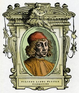 Portrett av Filippo Lippi (1406-1469) florentinsk maler. Xylografi fra "The life of painters" av Giorgio Vasari. av Giorgio Vasari