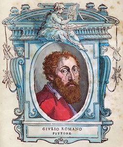 Portrett av Jules Romain (Giulio di Pietro di Filippo av Gianuzzi, kalt Giulio Pippi, deretter Giulio Romano) (1499-1546) Xylografi fra "" Lives "av Giorgio Vasari 1568 av Giorgio Vasari