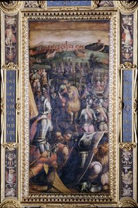 Capture of Casole fra taket på Salone dei Cinquecento, 1565 (panel) av Giorgio Vasari