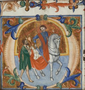 En opplyst miniatyr av St. Martin som deler kappen sin (fra en storslått korbok) av Giotto di Bondone (school of)