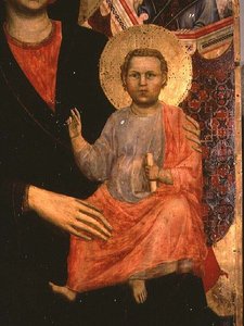 Christ Child fra Madonna og Child Enthroned: av Giotto di Bondone