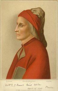 Dante Alighieri (c1265-1321), italiensk poet (chromolitho) av Giotto di Bondone