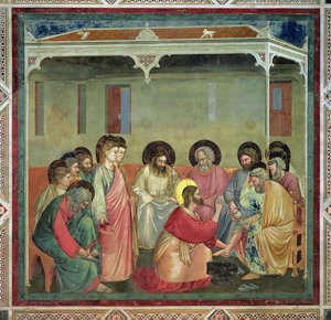 Christ Washing the Disciples Feet, ca. 1305 (etter restaurering) (se også 65194) av Giotto di Bondone