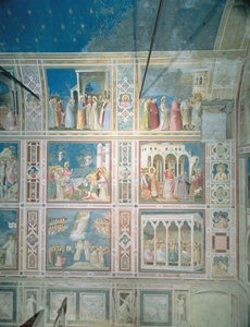 Utsikt over freskene på venstre vegg, ca. 1303-05 (etter restaurering) av Giotto di Bondone