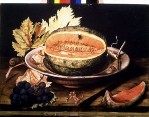 Vannmelon med flue. Olje på lerret av Giovanna Garzoni