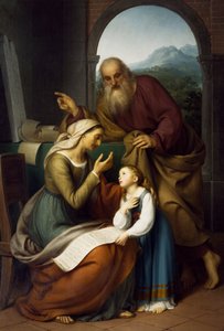 Education of the Virgin, Giovanni Carnovali (1804-1873), olje på lerret, 205x140 cm. St Bartholomew Parish Church, Almenno. Italia