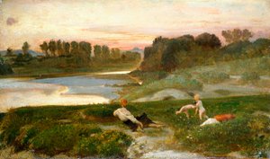 Kveldstid på gården, Giovanni, kjent som Nino Costa (1826-1903).
