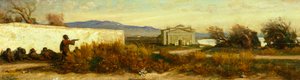 Tyrkere nær et tempel, av Giovanni, kjent som Nino Costa (1826-1903). av Giovanni Costa