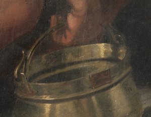Korsfestelse, detalj (freskomaleri overført om bord) (detalj av 3704290) av Giovanni (fl.1537 d.c.1570) Fratino